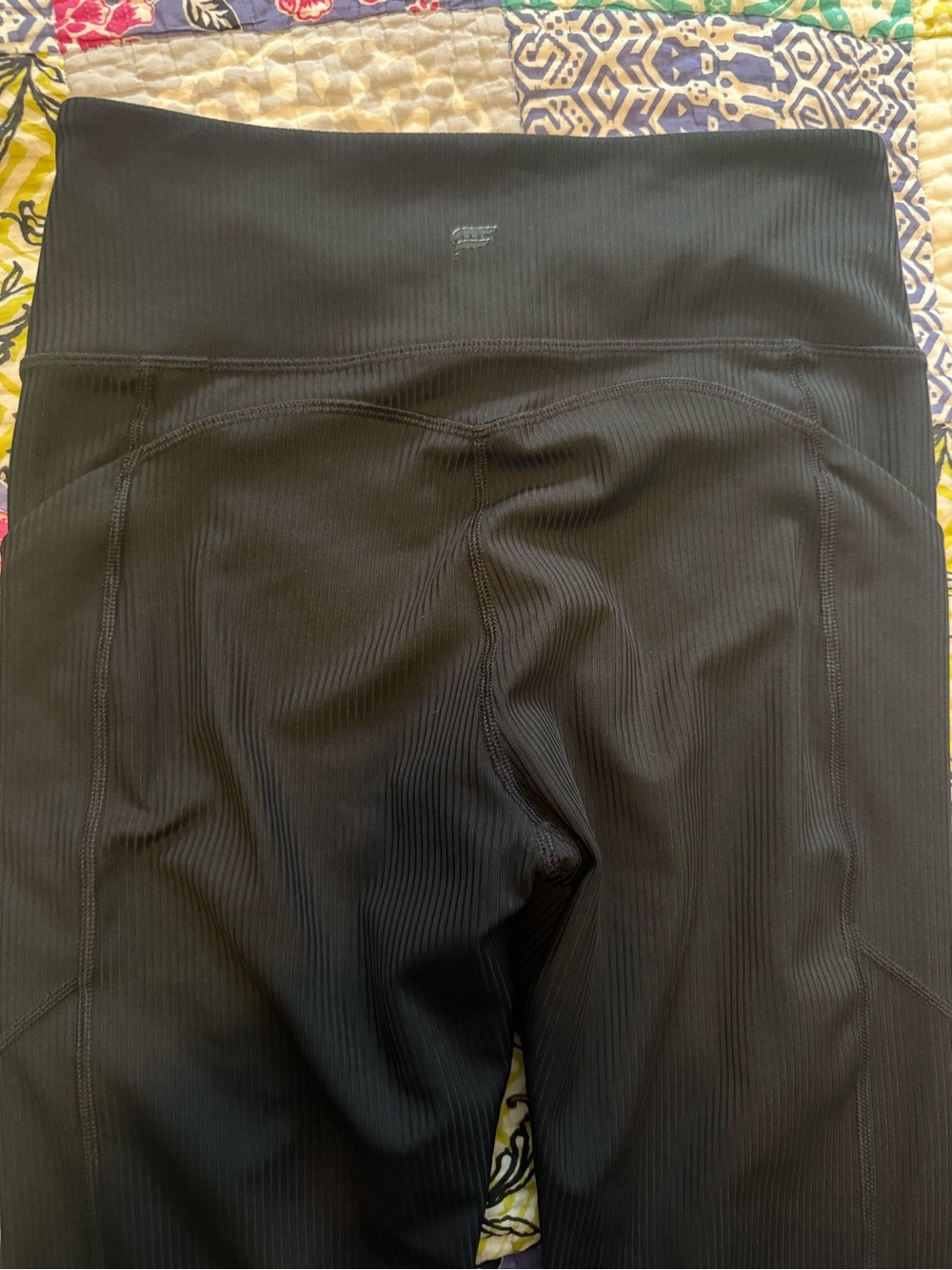 Fabletics Black Ribbed Stretch Pants - Picture 3 of 3